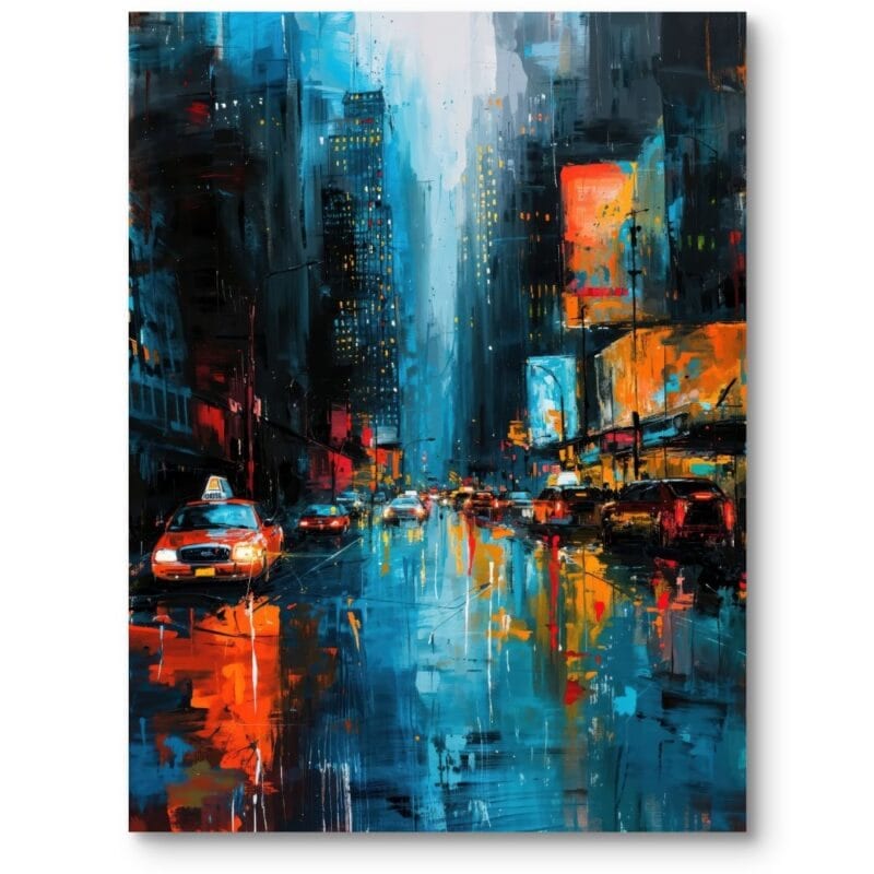 Nowoczesny obraz do biura krajobraz miejski nowy jork impresjonizm pomarańczowo-niebieski Nowoczesny obraz do biura krajobraz miejski nowy jork impresjonizm pomarańczowo-niebieski