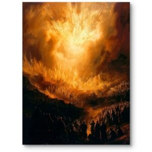 Nowoczesny obraz do salonu lub biura ekspresjonizm pomarańczowo-czarny płonący chaos