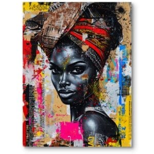 Obraz do biura portret kobiety street art nowoczesny czarno-czerwony