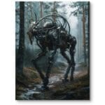 Obraz do biura technologia robot las zielono-brązowy surrealistyczny Obraz do biura technologia robot las zielono-brązowy surrealistyczny