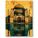 Obraz do biura w stylu eklektycznym architektura orientalny meczet żółto-turkusowy