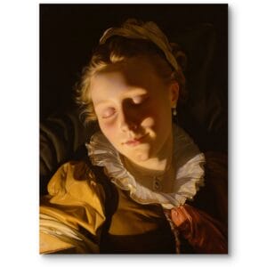 Obraz do eleganckiego salonu portret kobiety realizm brązowo-beżowy