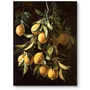 Obraz do kuchni cytryny realistyczny rustykalny styl żółto-zielony