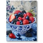 Obraz do kuchni i jadalni natura owoce realizm niebiesko-czerwony