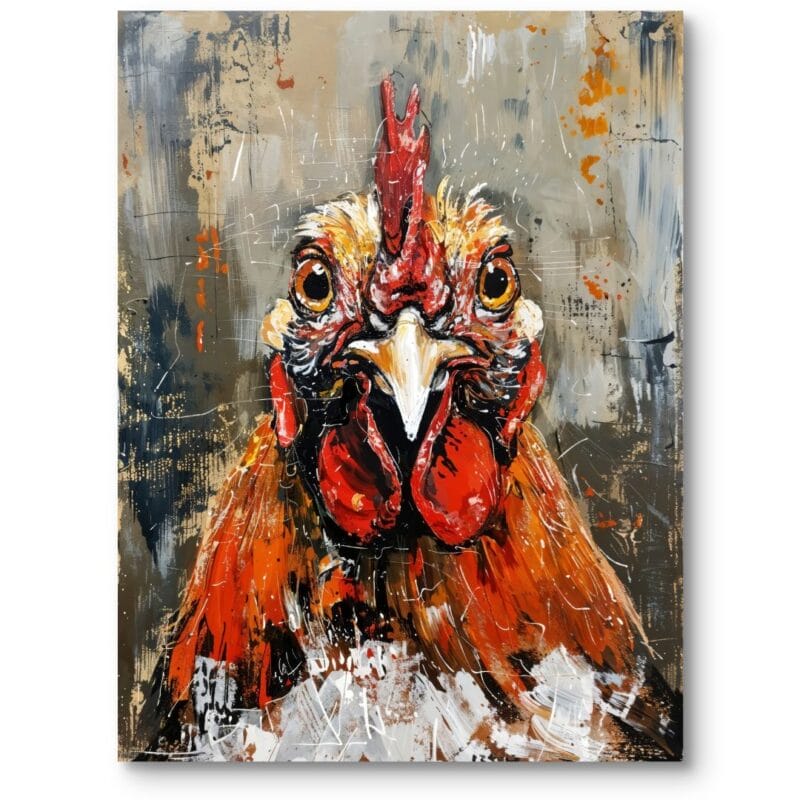 Obraz do kuchni i jadalni zwierzęta kura impresjonizm czerwono-pomarańczowy