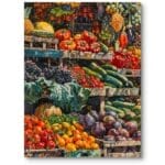 Obraz do kuchni martwa natura owoce i warzywa realistyczny zielono-czerwony