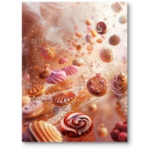 Obraz do kuchni nowoczesny słodycze fantasy brązowo-różowy