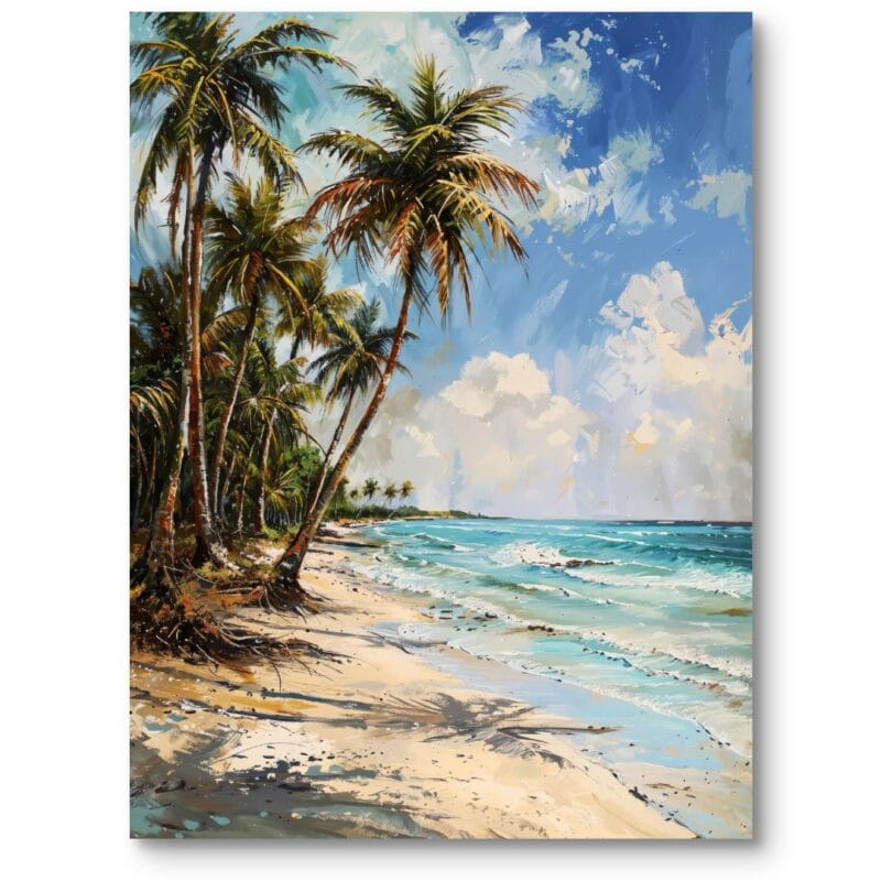 Obraz do nowoczesnego salonu plaża tropikalna impresjonizm błękitno-zielony
