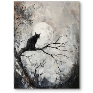 Obraz do nowoczesnego salonu zwierzęta koty nocne widoki abstrakcja szaro-czarny