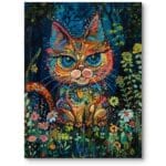 Obraz do pokoju dziecięcego kot w kwiatach abstrakcja w stylu boho