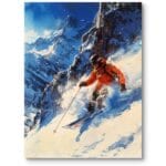 Obraz do przedpokoju sport narciarstwo góry zimowy krajobraz realistyczny pomarańczowo-niebieski