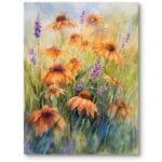 Obraz do rustykalnego salonu natura kwiaty jeżówki pomarańczowo-zielony Obraz do rustykalnego salonu natura kwiaty jeżówki pomarańczowo-zielony