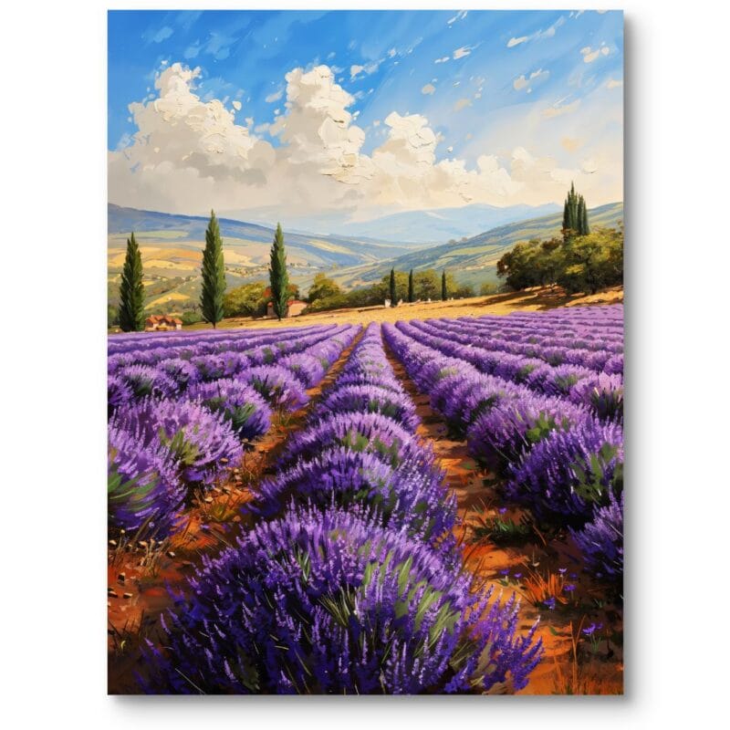 Obraz do rustykalnego salonu pole lawendy provence impresjonizm fioletowo-zielony Obraz do rustykalnego salonu pole lawendy provence impresjonizm fioletowo-zielony