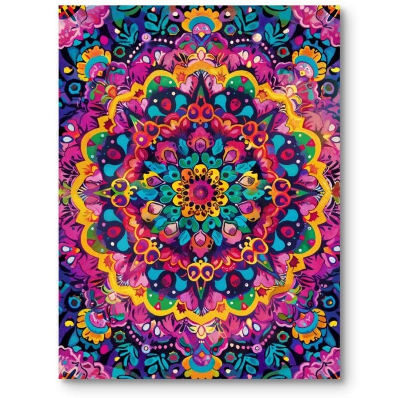 Obraz do salonu boho mandala abstrakcja fioletowo-niebieska