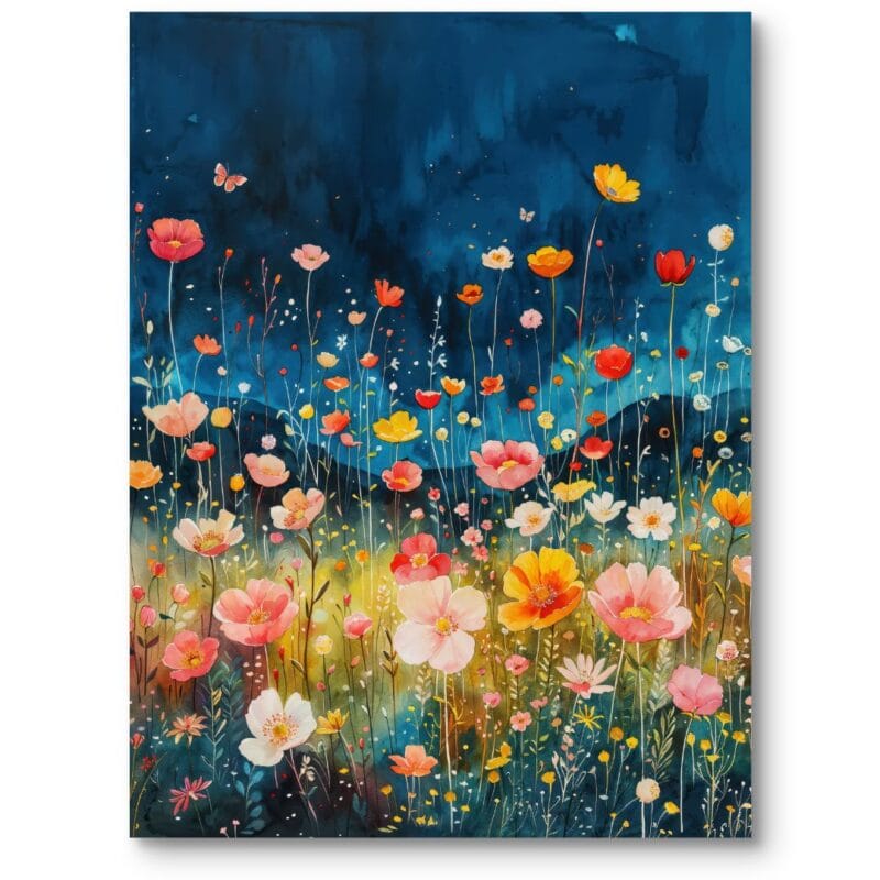 Obraz do salonu boho natura i kwiaty abstrakcja niebiesko-żółto-różowy