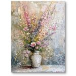 Obraz do salonu bukiet kwiaty wazon impresjonizm różowo-zielony