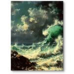 Obraz do salonu burza morze realizm zimna kolorystyka