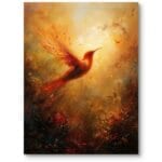 Obraz do salonu feniks w ognistym krajobrazie nowoczesny pomarańczowo-czerwony Obraz do salonu feniks w ognistym krajobrazie nowoczesny pomarańczowo-czerwony