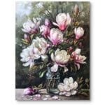 Obraz do salonu flora i botanika magnolie realizm biało-zielony