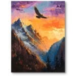 Obraz do salonu góry z orłem zachód słońca impresjonizm pomarańczowo-niebieski Obraz do salonu góry z orłem zachód słońca impresjonizm pomarańczowo-niebieski