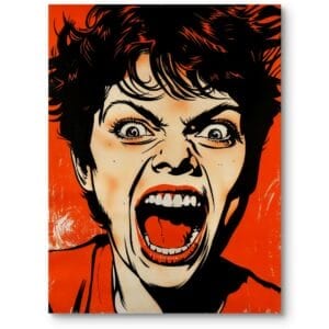 Obraz do salonu industrialnego ludzie emocje pop art czerwono-czarny