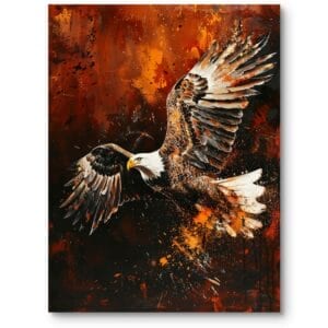 Obraz do salonu industrialny orzeł w locie nowoczesny pomarańczowo-czarny