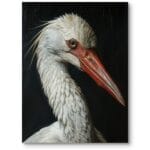 Obraz do salonu klasyczny bocian realizm biało-czerwony