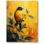 Obraz do salonu klasyczny kolorowe ptaki impresjonizm żółto-niebieski