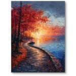 Obraz do salonu klasyczny krajobrazy jesienne pejzaże i krajobrazy zachód słońca czerwono-pomarańczowy Obraz do salonu klasyczny krajobrazy jesienne pejzaże i krajobrazy zachód słońca czerwono-pomarańczowy