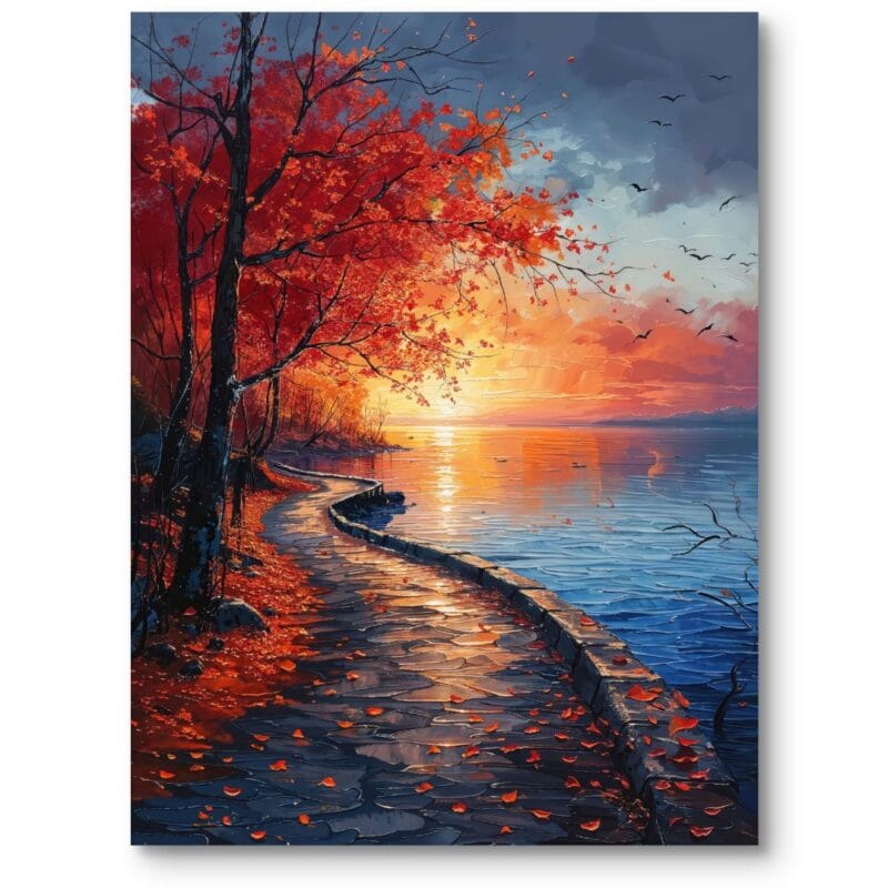 Obraz do salonu klasyczny krajobrazy jesienne pejzaże i krajobrazy zachód słońca czerwono-pomarańczowy Obraz do salonu klasyczny krajobrazy jesienne pejzaże i krajobrazy zachód słońca czerwono-pomarańczowy