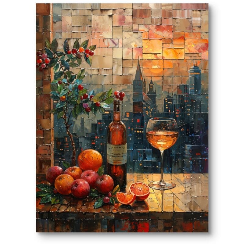 Obraz do salonu klasyczny miasto nocą impresjonizm pomarańczowo-czerwony