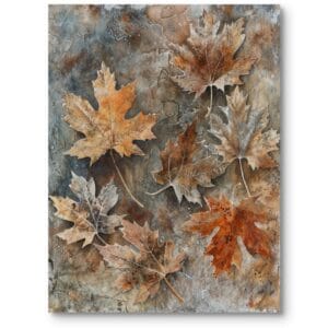 Obraz do salonu klasyczny natura liście jesień brązowo-pomarańczowy