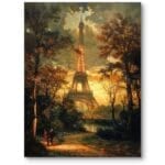 Obraz do salonu klasyczny paryski wieczór park romantyczny styl impresjonistyczny zielono-pomarańczowy Obraz do salonu klasyczny paryski wieczór park romantyczny styl impresjonistyczny zielono-pomarańczowy