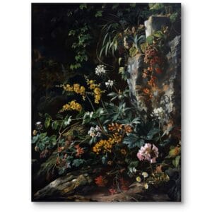 Obraz do salonu klasyczny rośliny i flora kwiaty zielono-żółto-różowy