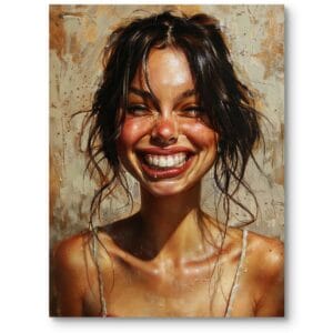 Obraz do salonu kobieta portret nowoczesny boho beżowo-brązowy