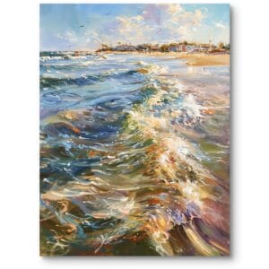 Obraz do salonu krajobraz morski impresjonizm niebiesko-zielony