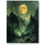 Obraz do salonu krajobraz tajemniczy księżyc fantasy zielono-żółty Obraz do salonu krajobraz tajemniczy księżyc fantasy zielono-żółty
