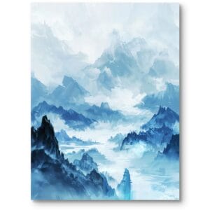 Obraz do salonu krajobraz zimowy impresjonizm biało-niebieski