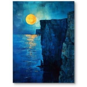 Obraz do salonu krajobrazy pejzaże i widoki morze impresjonizm niebiesko-żółty