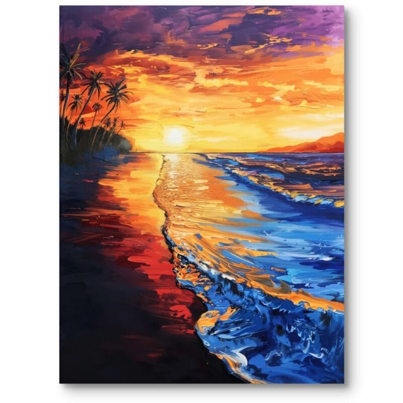 Obraz do salonu krajobrazy pejzaże i widoki morze impresjonizm pomarańczowo-niebieski