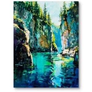 Obraz do salonu krajobrazy pejzaże i widoki rzeki nowoczesny impresjonizm zielono-niebieski