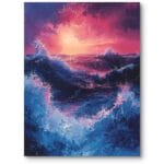 Obraz do salonu krajobrazy pejzaże i widoki zachody słońca impresjonizm różowo-niebieski