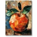 Obraz do salonu kuchni i jadalni martwa natura jabłko kubizm pomarańczowo-zielony
