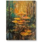 Obraz do salonu leśne grzyby natura impresjonizm zielono-żółty Obraz do salonu leśne grzyby natura impresjonizm zielono-żółty