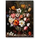 Obraz do salonu martwa natura kwiaty barokowy biało-czerwony