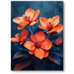 Obraz do salonu natura kwiaty modernizm pomarańczowo-niebieski