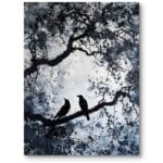 Obraz do salonu natura ptaki kruki na gałęzi ekspresjonizm czarno-biały szary Obraz do salonu natura ptaki kruki na gałęzi ekspresjonizm czarno-biały szary