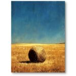 Obraz do salonu natura rolnictwo pole snopek siana rustykalny żółto-niebieski