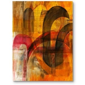 Obraz do salonu nowoczesny abstrakcja geometryczna pomarańczowo-czerwony