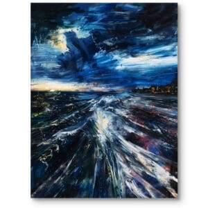 Obraz do salonu nowoczesny burza na morzu ciemnoniebieska